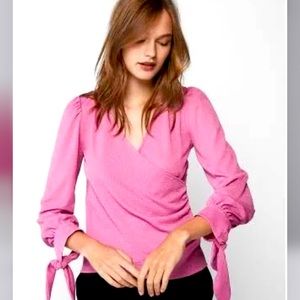 Pretty in Pink Express Wrap Style crossover Bow Top NWT